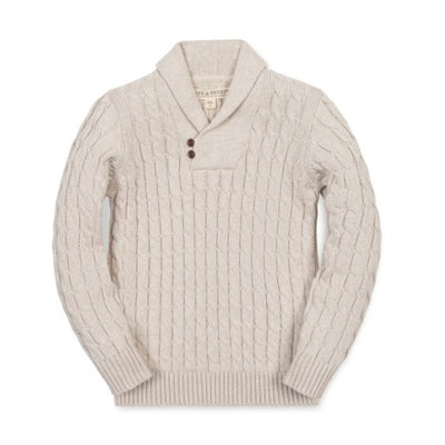 Hope & Henry - Boys Organic Shawl Collar Cable Sweater