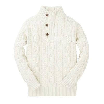 Hope & Henry - Boys Mock Neck Organic Cable Sweater with Buttons