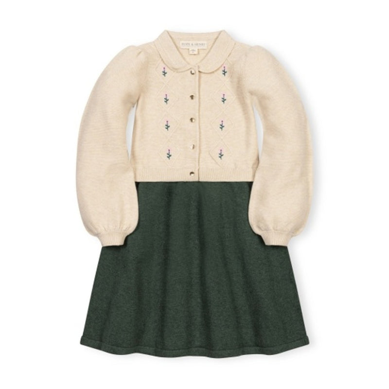 Hope & Henry - Girls Organic Button Front Collared Sweater Dress