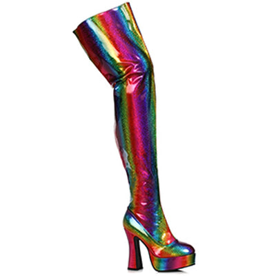 Ellie Shoes - 5.5" Chunky Heel Womens Rainbow Thigh High Boot