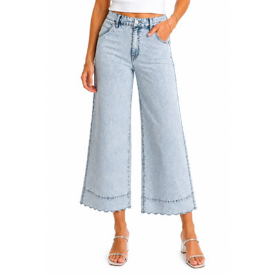 1822 Denim - Womens 28"Scallop Hem Wide Leg