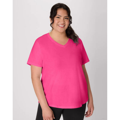 Hanes - Womens Just My Size Cotton Jersey Short Sleeve V-Neck T-Shirt (Plus Size)