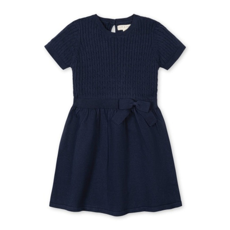 Hope & Henry - Girls Organic Short Sleeve Cable Sweater Dress