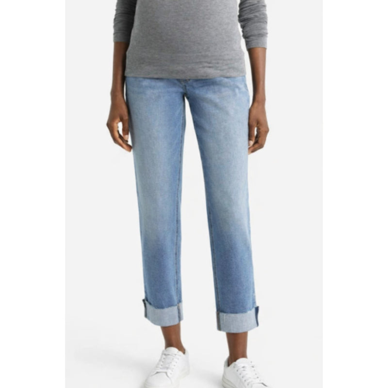 1822 Denim - Womens Maternity 27"Cuffed Slim Girlfriend Jean with Bellyband -Ulli