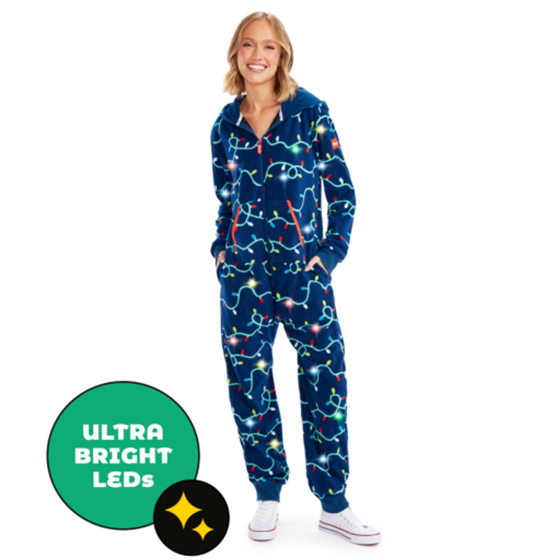 Tipsy Elves - Womens String of Lights Light Up Knit Jumpsuit