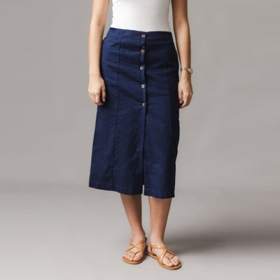 Hope & Henry - Womens Linen Button Front Skirt