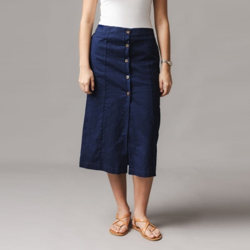 Hope & Henry - Womens Linen Button Front Skirt