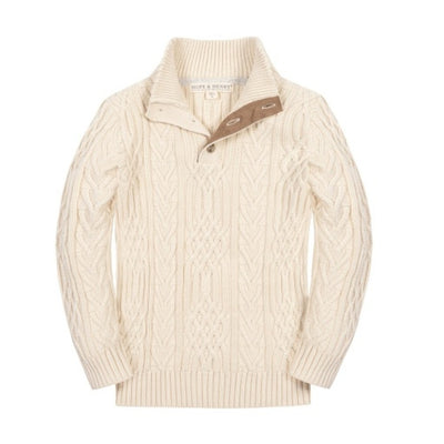Hope & Henry - Boys Organic Mock Neck Cable Sweater