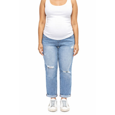 1822 Denim - Womens 28" Maternity Boyfriend Jean with Bellyband