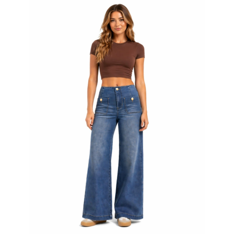 1822 Denim - Womens 32" Wide Leg Jean with Sailor Pockets
