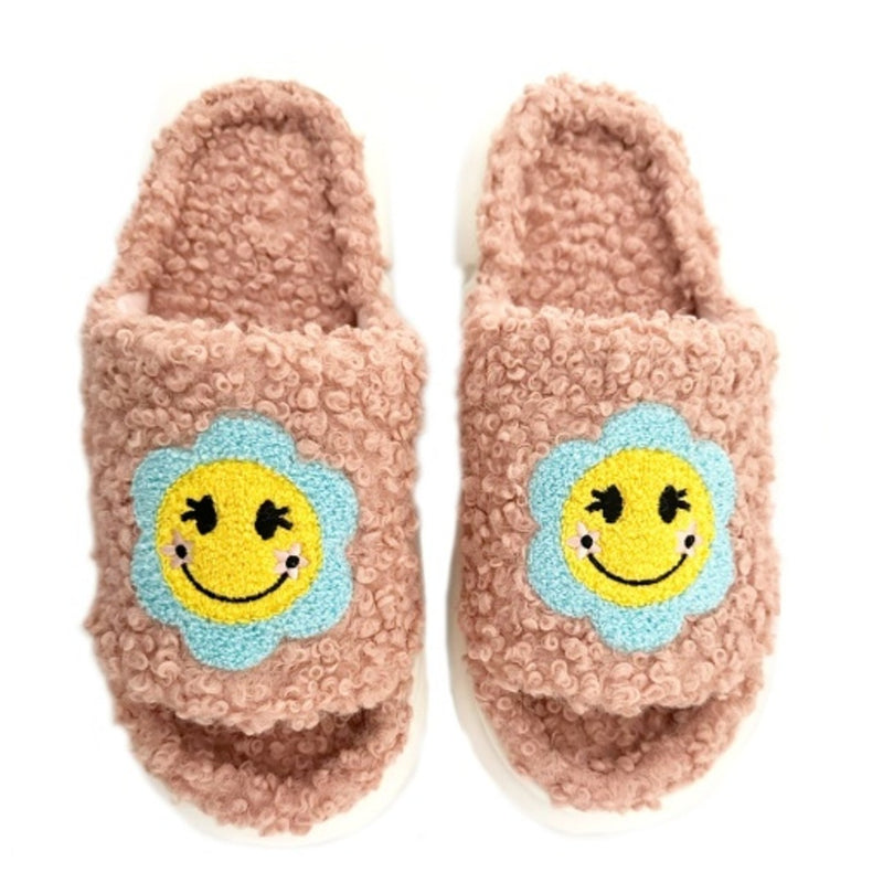 Oooh Yeah - Womens Happy Days Womens Slide on Fuzzy Slippers