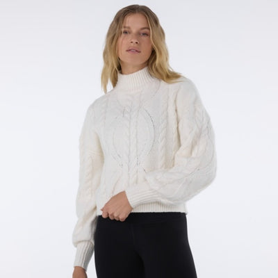 Thirty Three Threads - Unisex Hi Low Cable Sweater Coconut