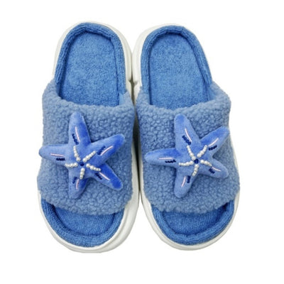 Oooh Yeah - Womens Starfish Womens Slide on Fuzzy Slippers