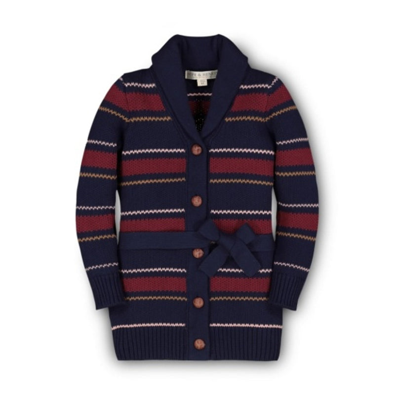 Hope & Henry - Girls Shawl Collar Cardigan with Waist Tie