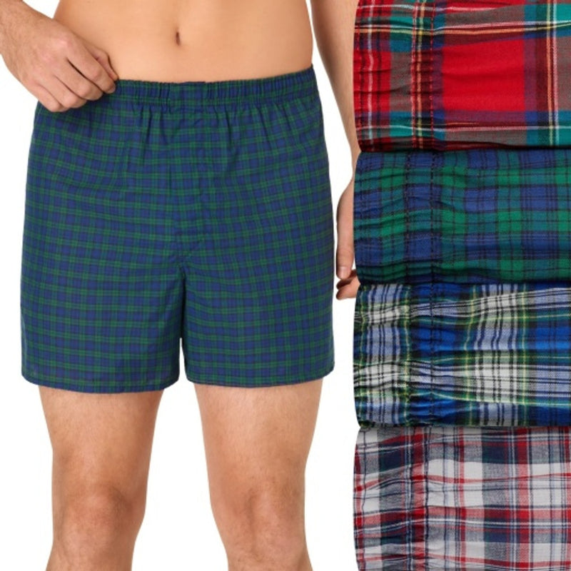 Hanes - Mens Ultimate Mens Underwear Boxers Pack 4-Pack Cotton Blend -Moisture-Wicking Tartan