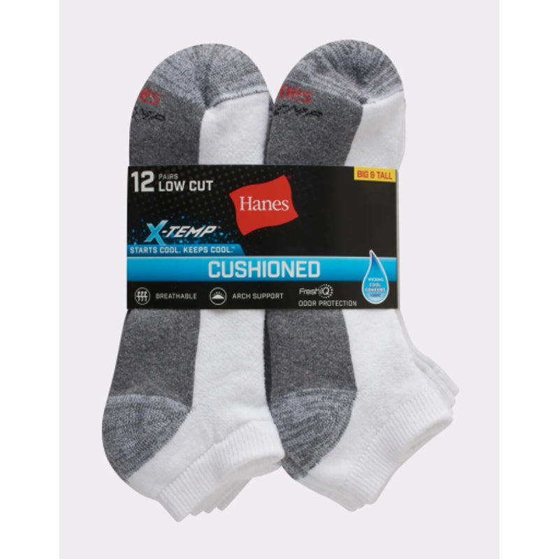Hanes - Mens X-Temp Mens Cushioned Low Cut Socks 12-Pairs