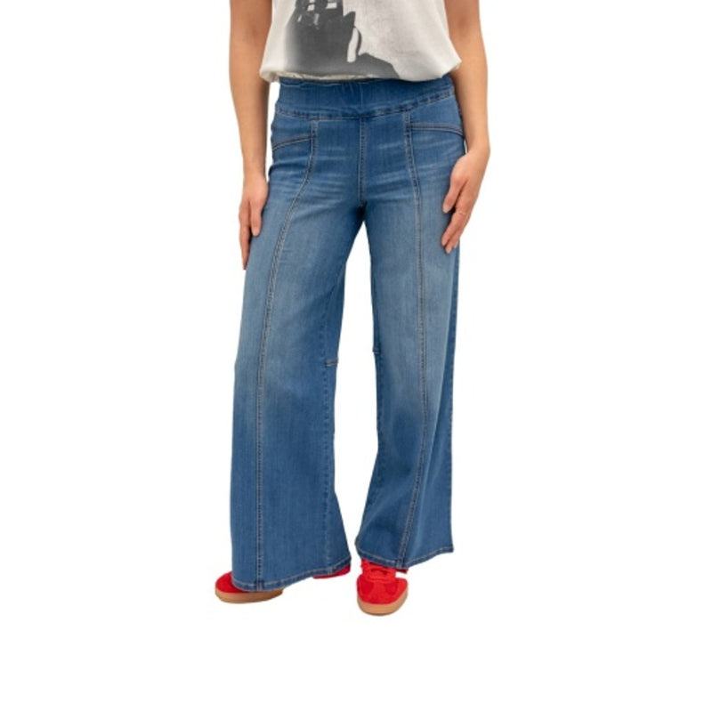 1822 Denim - Womens 30" Mid-Rise Pull-on Wide Leg with Seaming and Ab-Solve