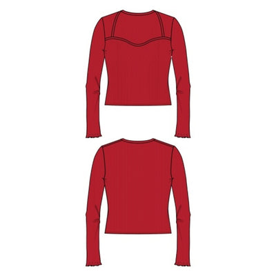 Liverpool Los Angeles - Womens Long Slv Sweethrt Neck Sweater with Ruffle