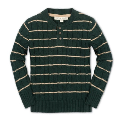 Hope & Henry - Boys Organic Sweater Henley with Elbow Patches