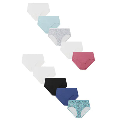 Hanes - Womens Just My Size Womens Cotton Brief Underwear Assorted 10-Pack (Plus Size)
